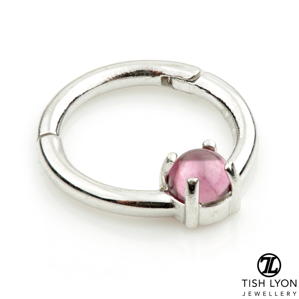 TL - 14ct Gold Rhodolite Prong Set Hinge Ring