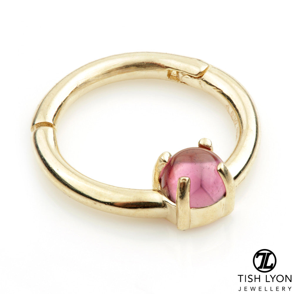 TL - 14ct Gold Rhodolite Prong Set Hinge Ring