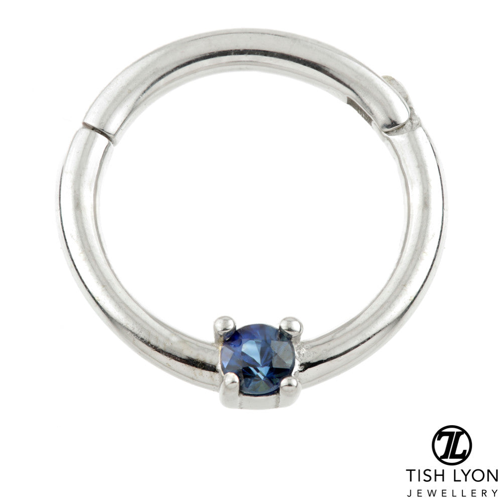 TL - 14ct Gold Sapphire Prong Set Hinge Ring