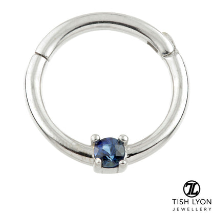 TL - 14ct Gold Sapphire Prong Set Hinge Ring