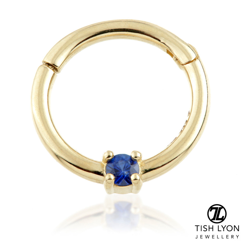 TL - 14ct Gold Sapphire Prong Set Hinge Ring