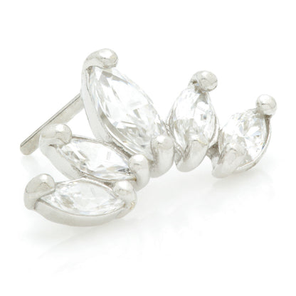 TL - 14ct Gold Threadless Marquise Crescent Gem Pin Attachment