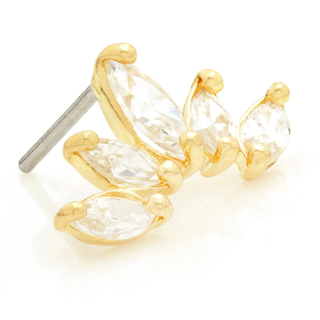 TL - 14ct Gold Threadless Marquise Crescent Gem Pin Attachment