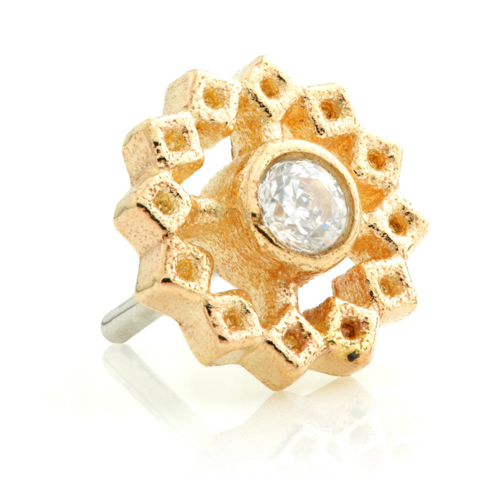 TL - 14ct Gold Threadless Single Jewel Open Flower Attachment