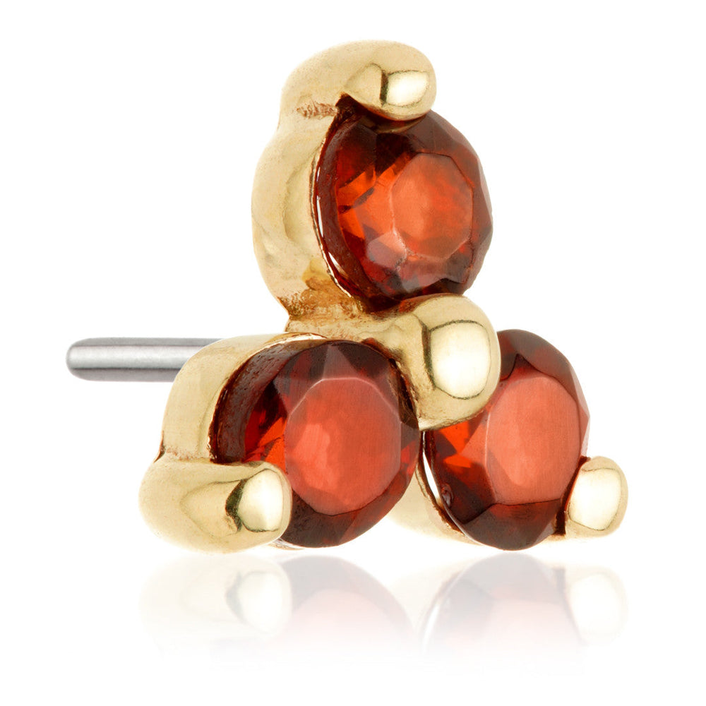 TL - 14ct Threadless Gold Trinity Garnet Pin Attachment