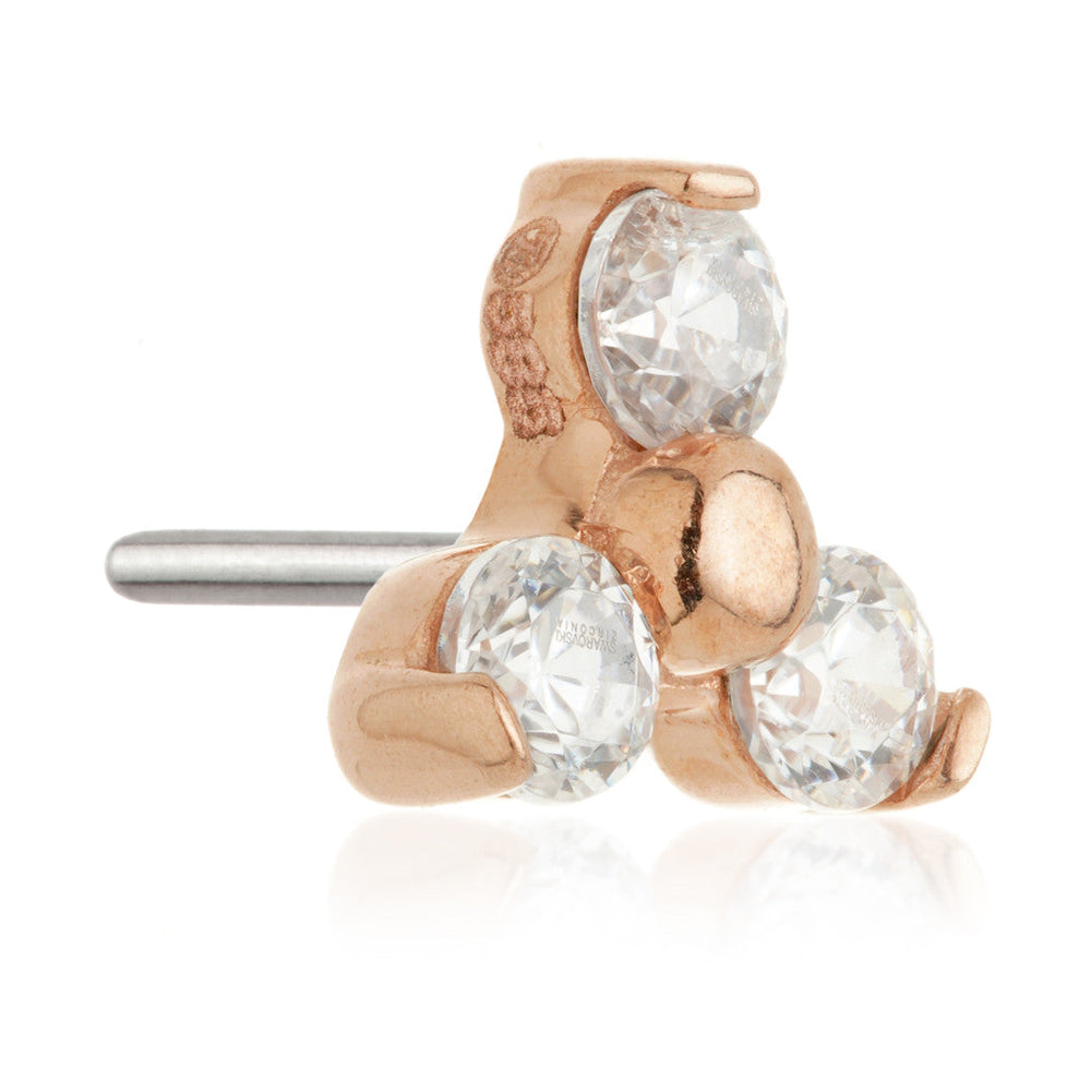 TL - 14ct Threadless Gold Trinity Gem Pin Attachment