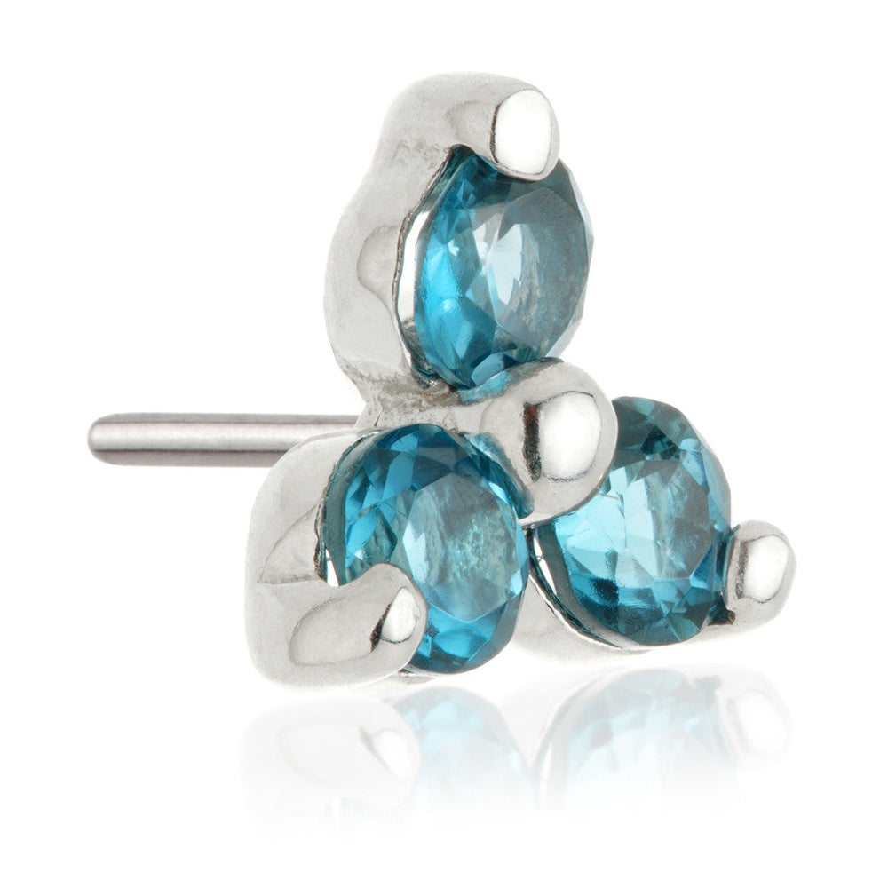 TL - 14ct Threadless Gold Trinity London Blue Topaz Pin Attachment