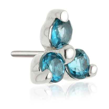 TL - 14ct Threadless Gold Trinity London Blue Topaz Pin Attachment