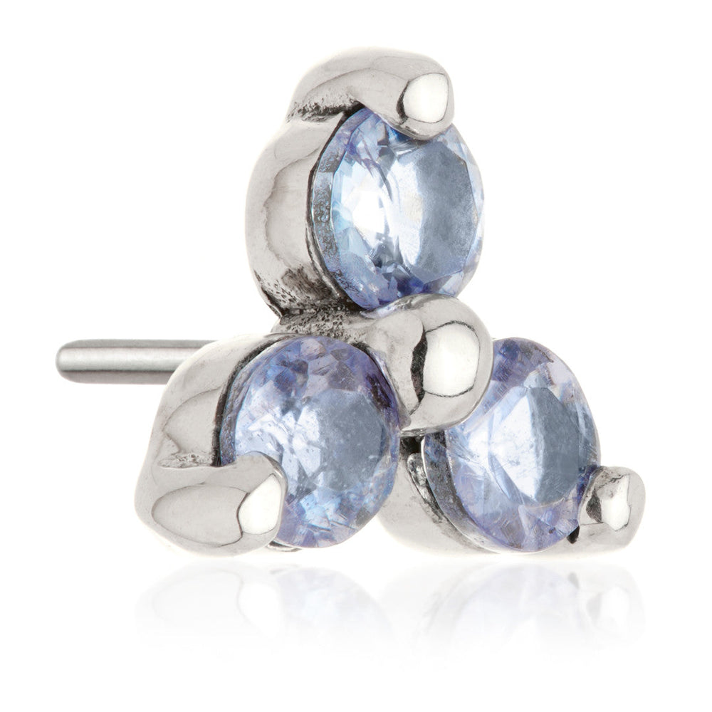 TL - 14ct Gold Threadless Trinity Tanzanite Pin Attachment