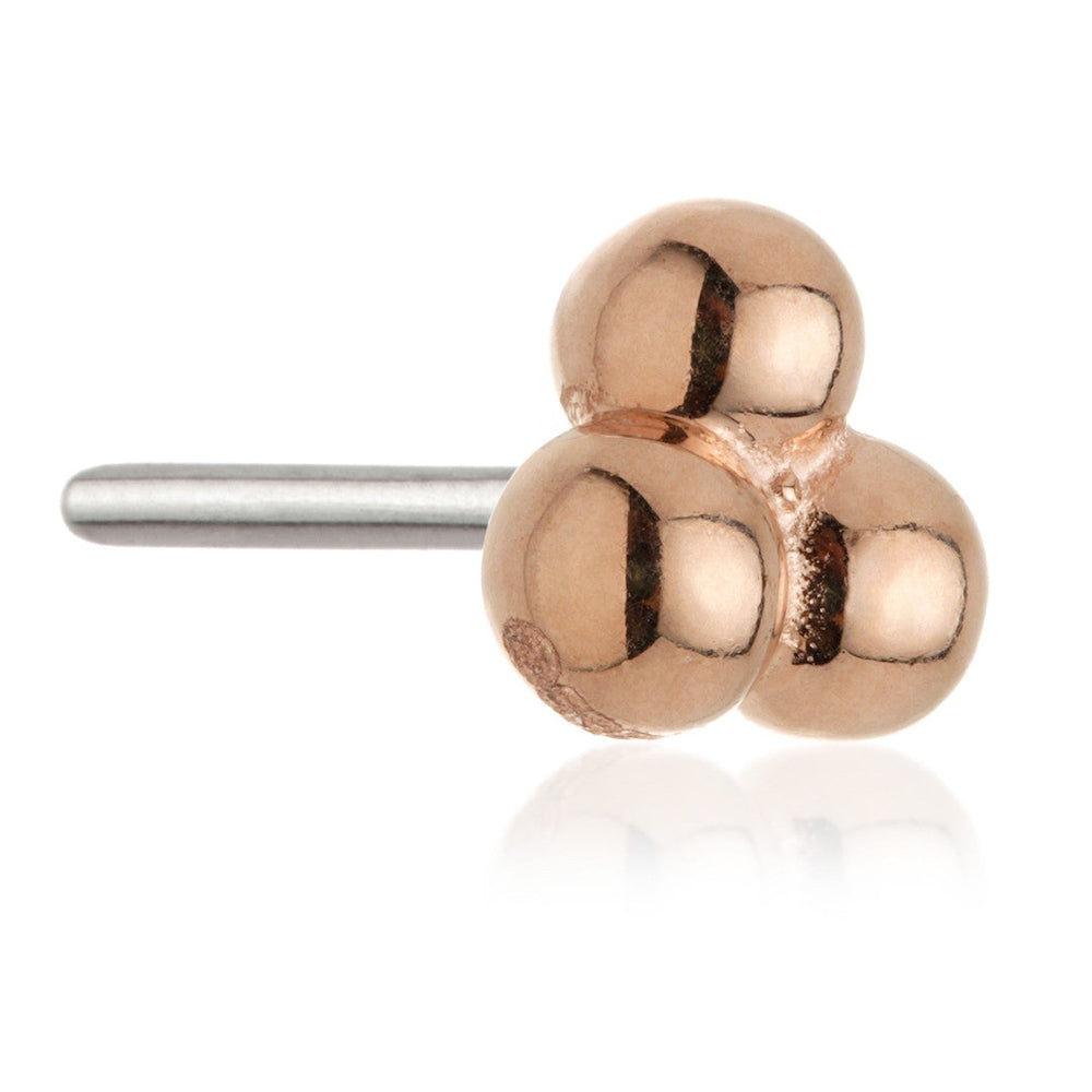 TL - 14ct Threadless Gold Triple Ball Pin Attachment