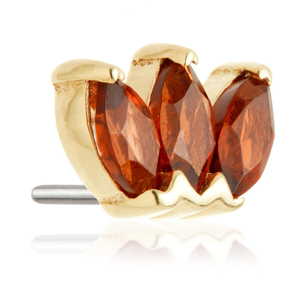 TL - 14ct Threadless Gold Triple Marquise Garnet Pin Attachment