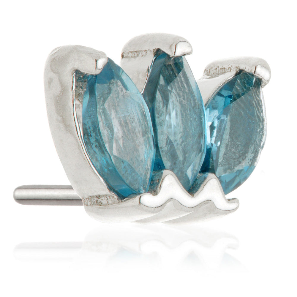 TL - 14ct Threadless Gold Triple Marquise London Blue Topaz Pin Attachment