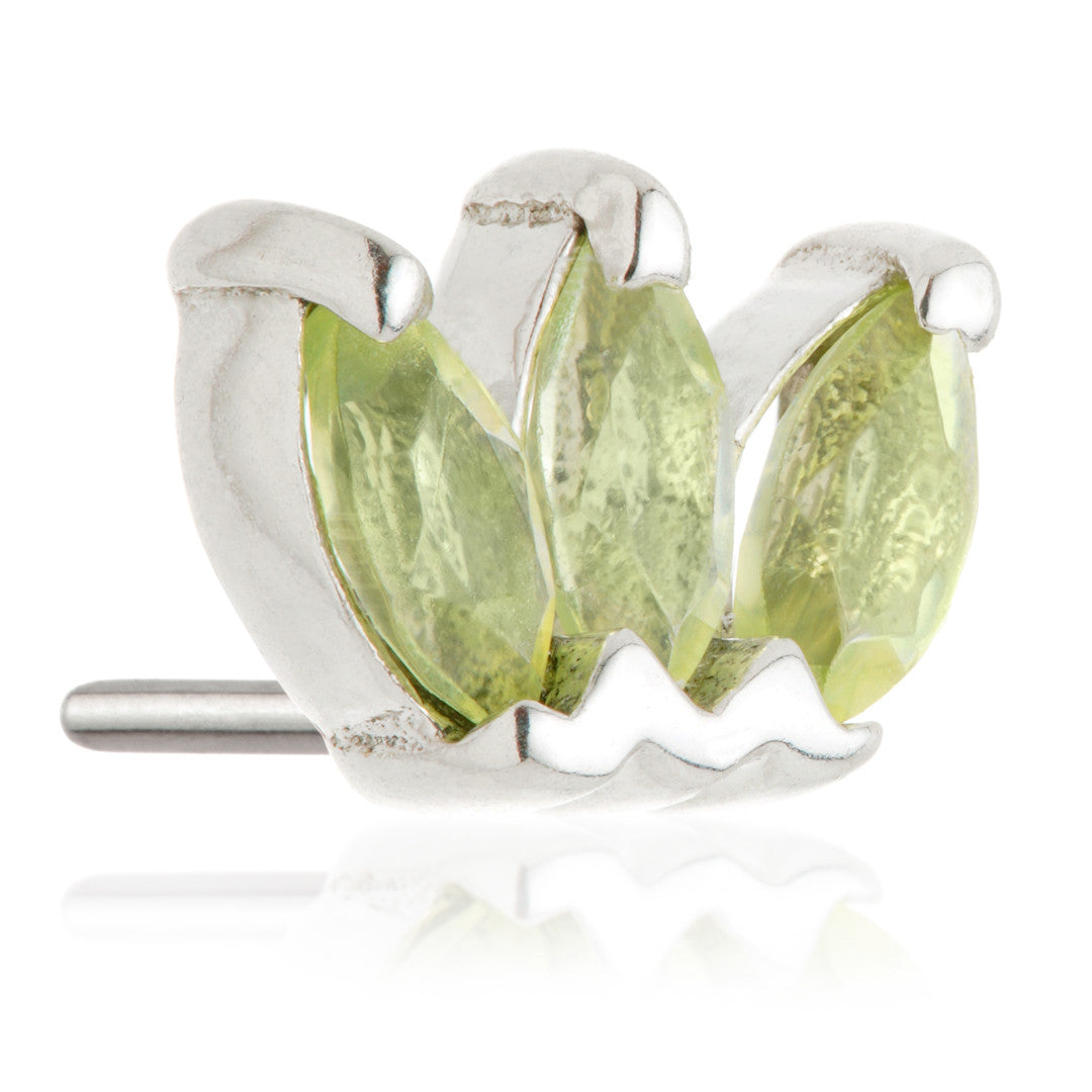 TL - 14ct Threadless Gold Triple Marquise Peridot Pin Attachment