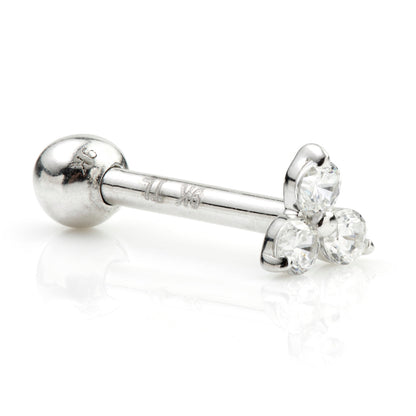 Trinity Gem 14 Carat Solid Gold Barbell Earring