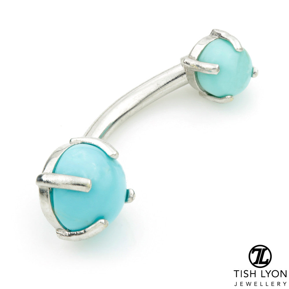 TL - 14ct Gold Turquoise Prong Set Round Navel