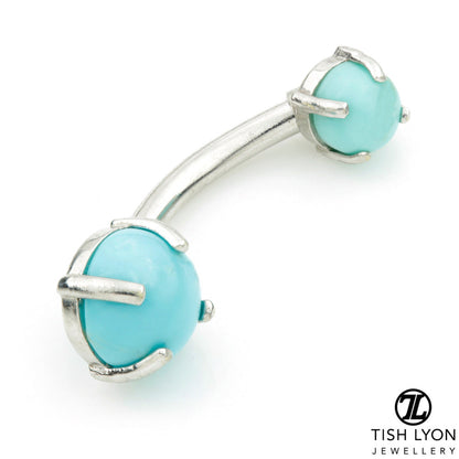 TL - 14ct Gold Turquoise Prong Set Round Navel