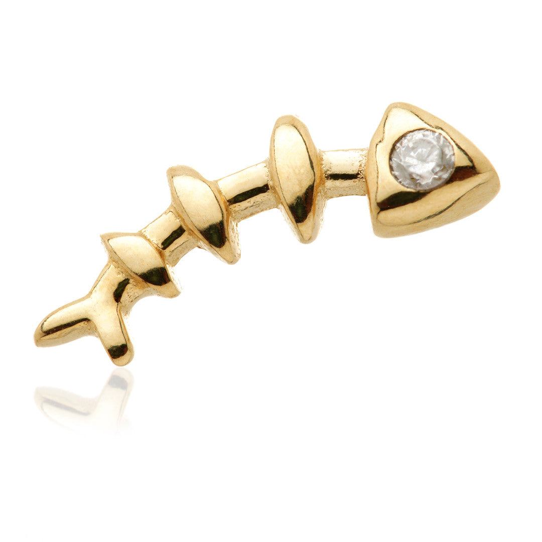 TL - 14ct Solid Gold Internal Jewelled Fish Bone Attachment
