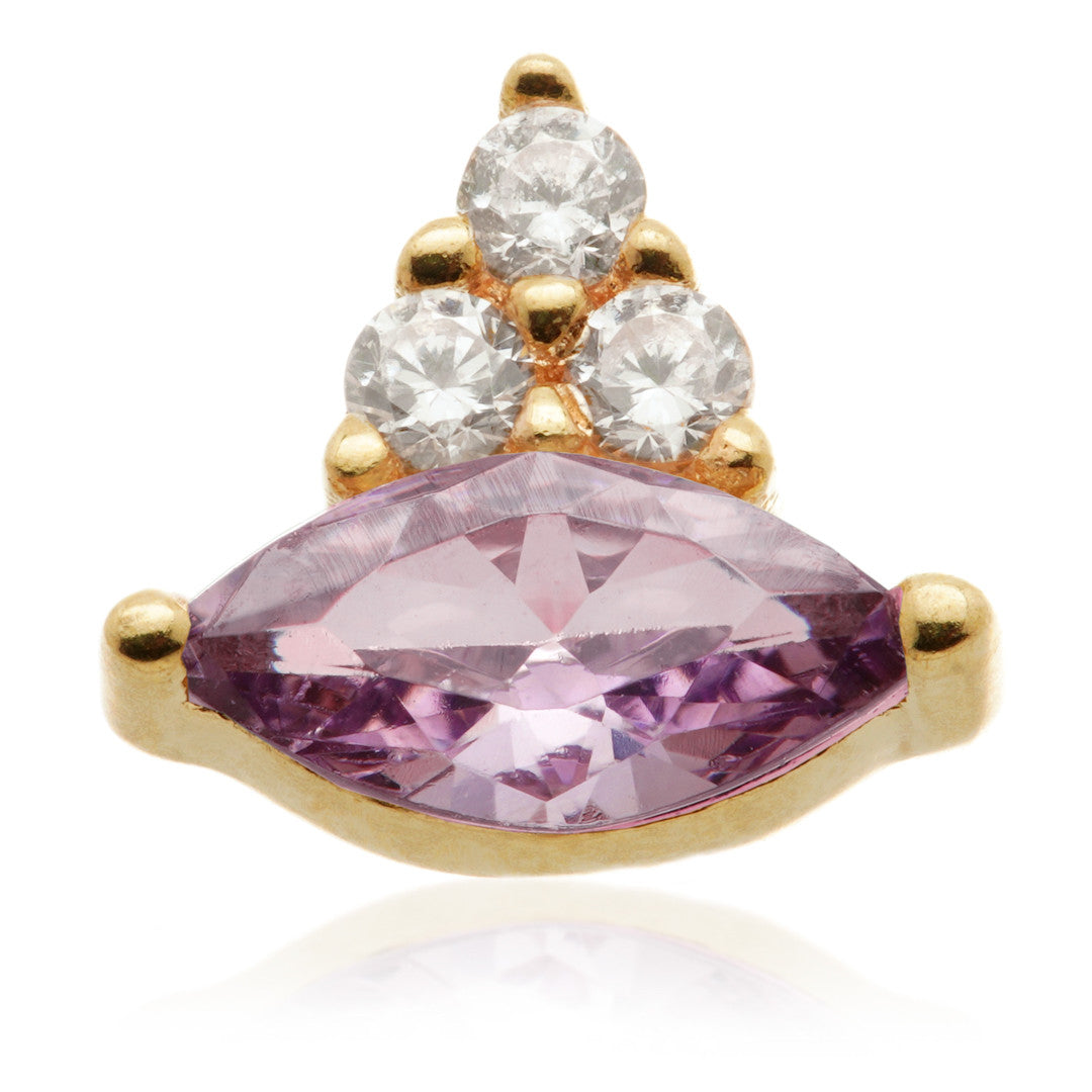 TL - 14ct Solid Gold Internal Marquise with Triple Gem Attachment