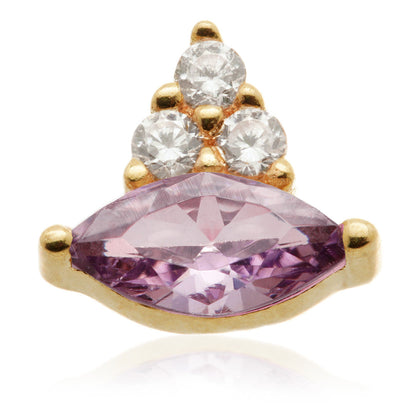 TL - 14ct Solid Gold Internal Marquise with Triple Gem Attachment