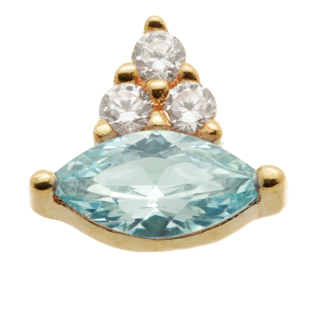 TL - 14ct Solid Gold Internal Marquise with Triple Gem Attachment