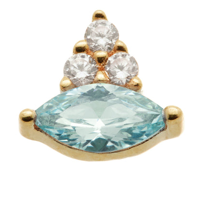 TL - 14ct Solid Gold Internal Marquise with Triple Gem Attachment