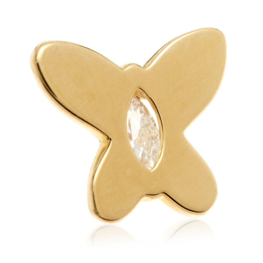 TL - 14ct Solid Gold Threadless Butterfly with Gem Attachment