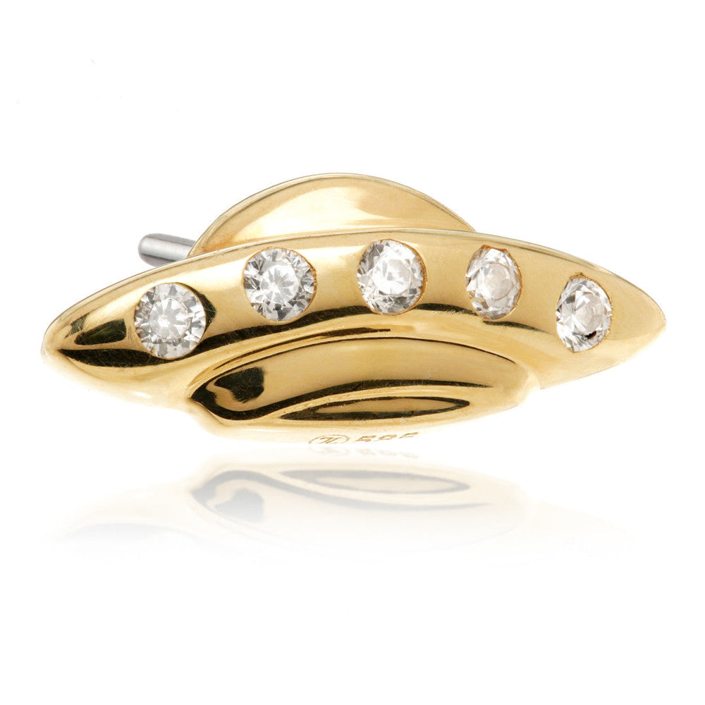 TL - 14ct Solid Gold Threadless Jewelled UFO Attachment