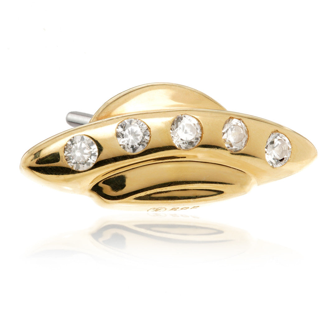 TL - 14ct Solid Gold Threadless Jewelled UFO Attachment