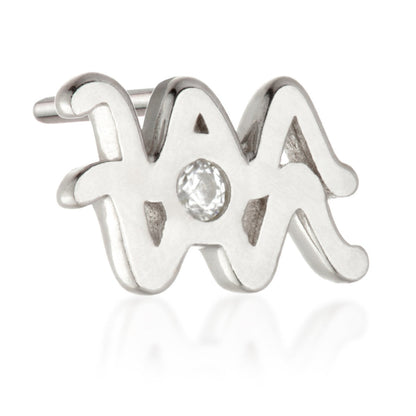 Aquarius Threadless Jewelled Zodiac Pin Attachment