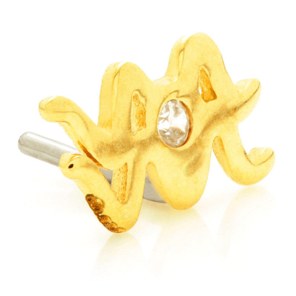 Aquarius Threadless Jewelled Zodiac Pin Attachment