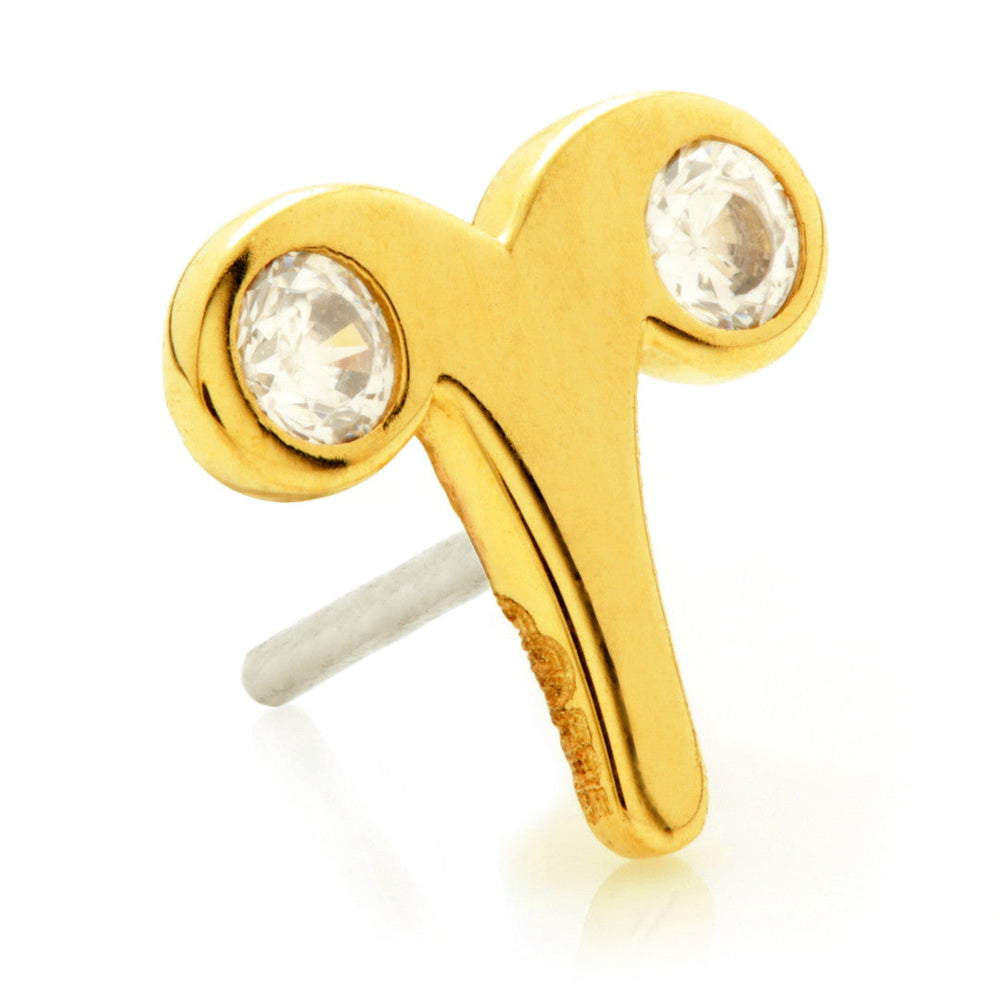 Aries Threadless Jewelled Zodiac Pin Attachment