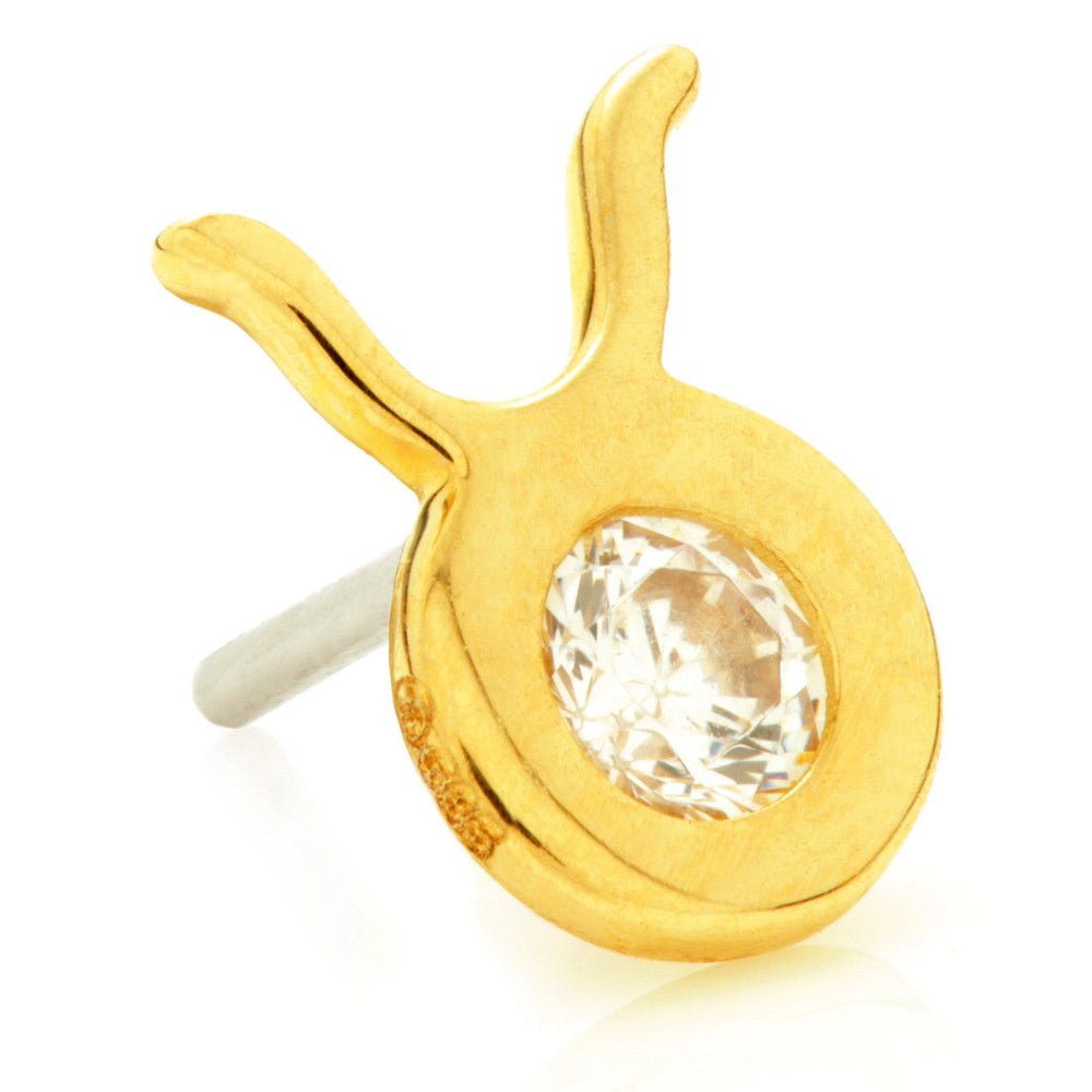 Taurus Threadless Jewelled Zodiac Pin Attachment