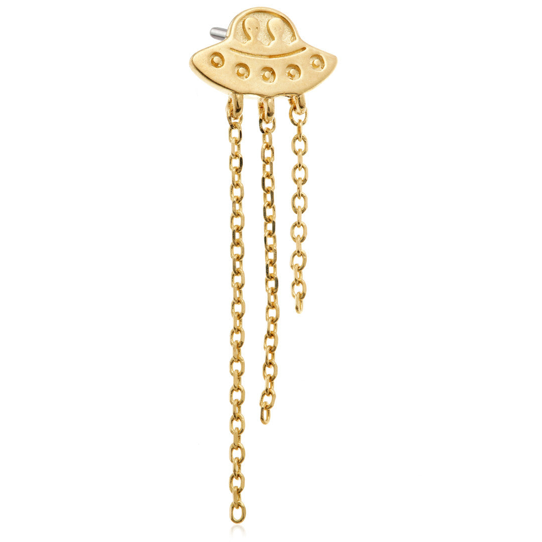 TL - 14ct Solid Gold Threadless UFO with Beams Attachment