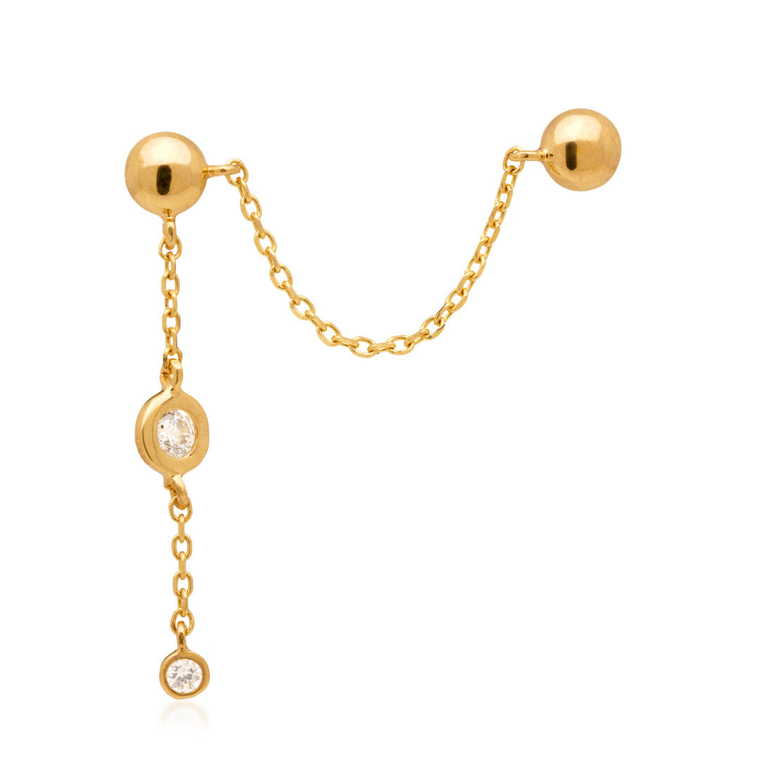TL - 14ct Threadless Double Dome & Hanging Gems Pin Attachment