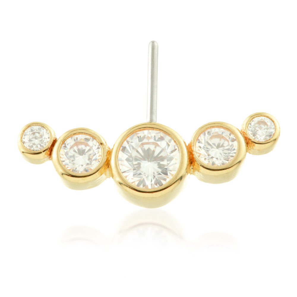 TL - 14ct Threadless Gold Front Facing Bezel Gem Crescent Pin Attachment - Large