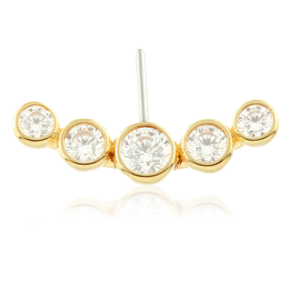 TL - 14ct Threadless Gold Front Facing Bezel Gem Crescent Pin Attachment - Small
