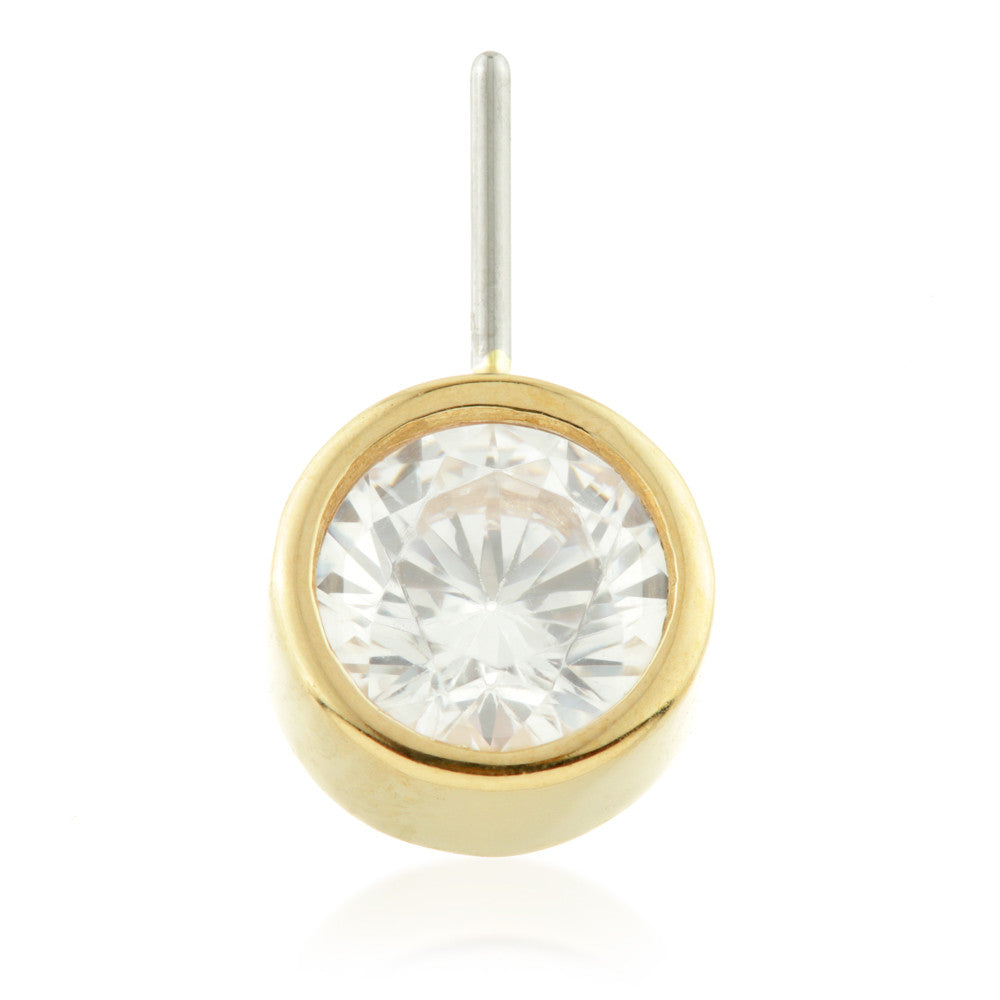 TL - 14ct Threadless Gold Front Facing Bezel Gem Disk Pin Attachment