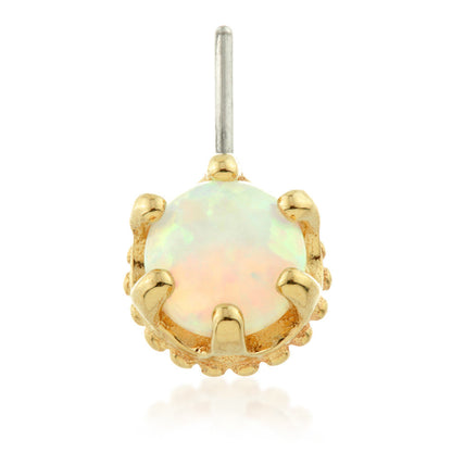 TL - 14ct Threadless Gold Front Facing Opal Crown Pin Attachment