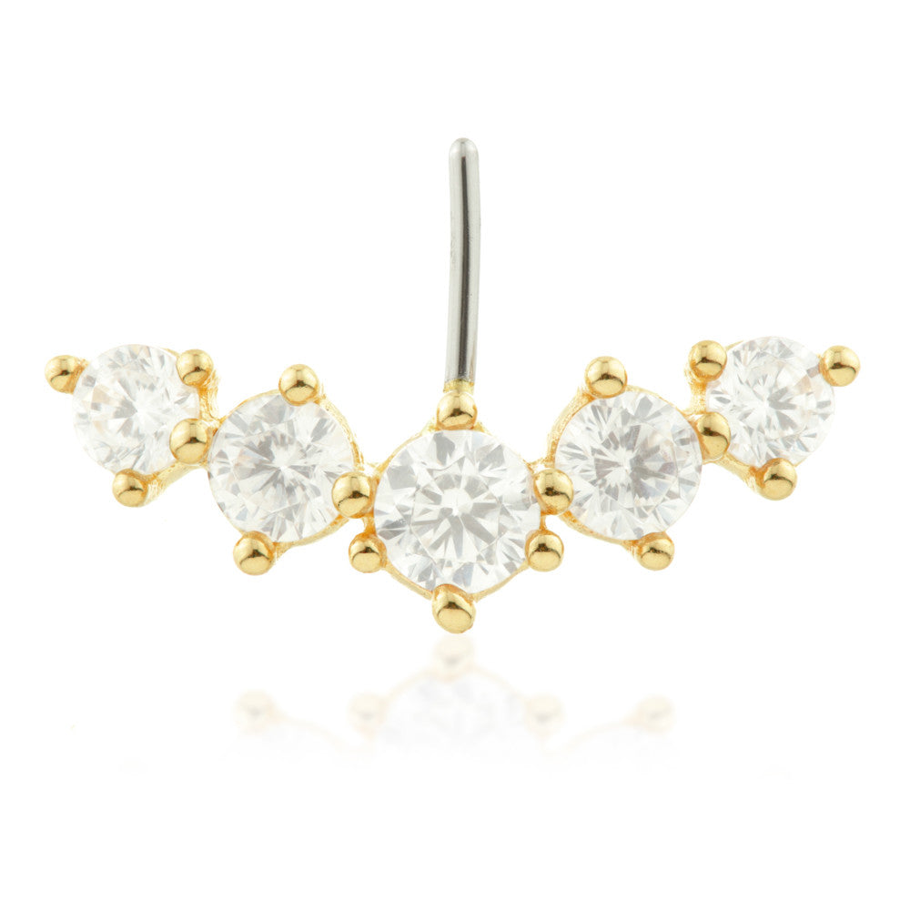 TL - 14ct Threadless Gold Front Facing Prong 5 Gem Pin Attachment