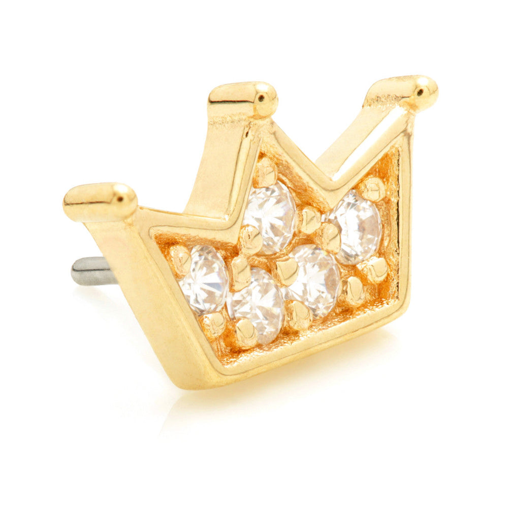 TL - 14ct Threadless Gold Pavé Crown Pin Attachment