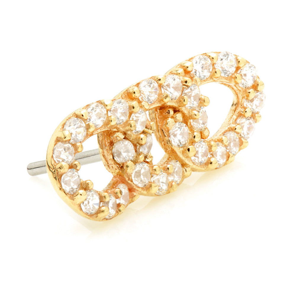 TL - 14ct Threadless Gold Pavé Triple Chain Links Pin Attachment