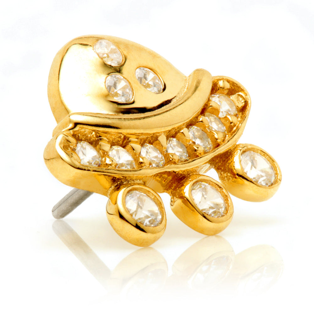 TL - 14ct Threadless Gold Pavé UFO Pin Attachment