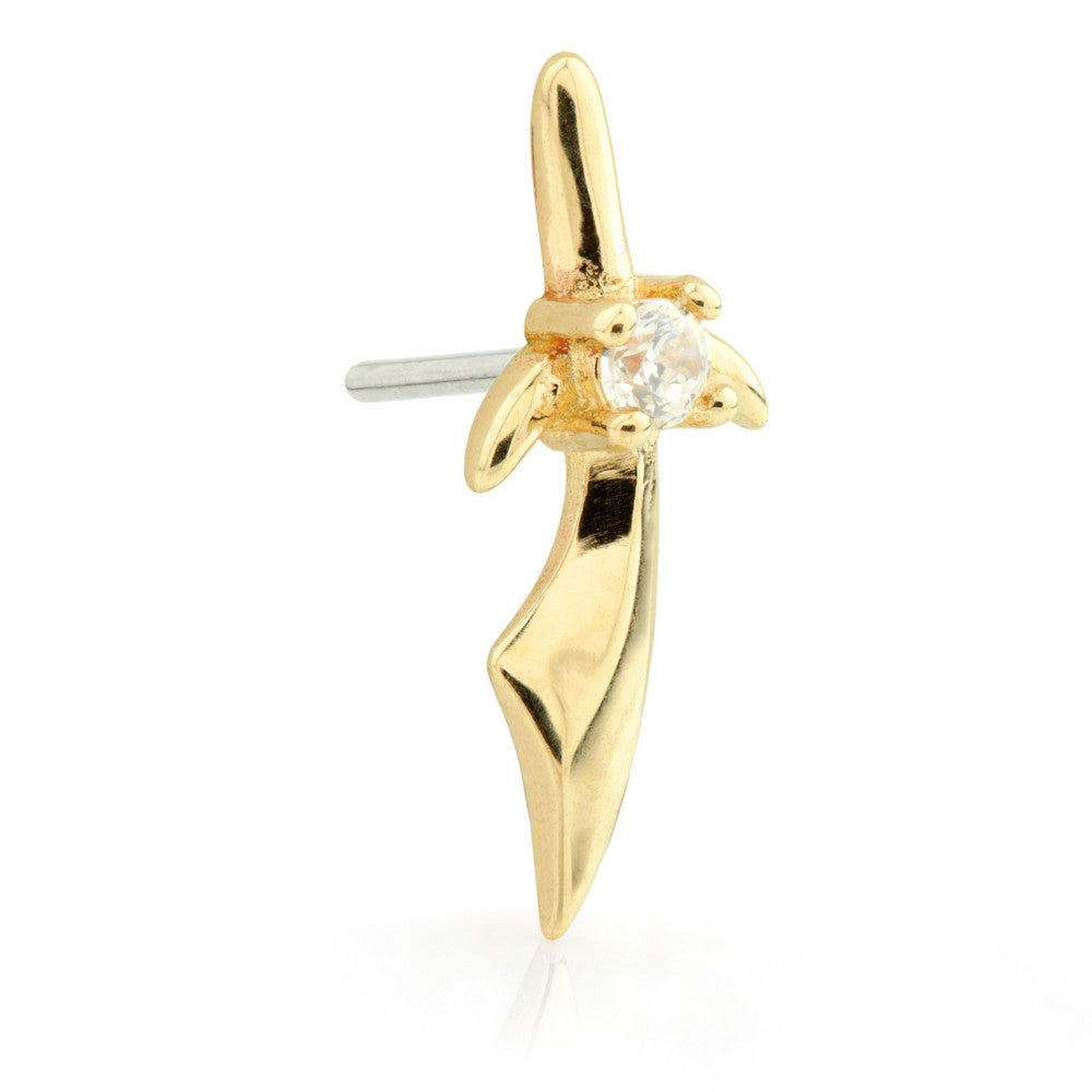 TL - 14ct Threadless Gold Sword with Gem Attachment
