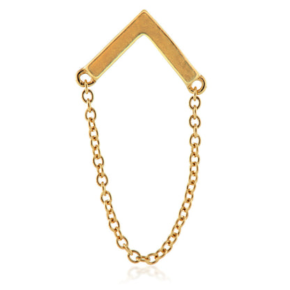 TL - 14ct Threadless Gold V Hanging Chain Pin Attachment