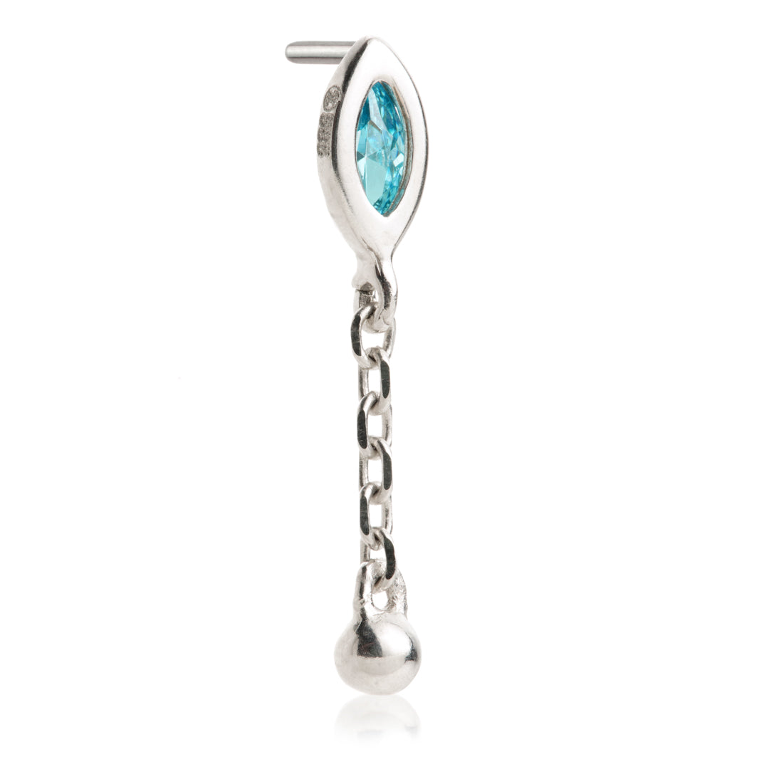 TL - 14ct Threadless Jewelled Marquise & Ball Attachment