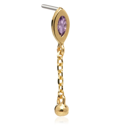 TL - 14ct Threadless Jewelled Marquise & Ball Attachment