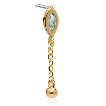 TL - 14ct Threadless Jewelled Marquise & Ball Attachment