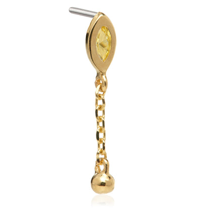 TL - 14ct Threadless Jewelled Marquise & Ball Attachment