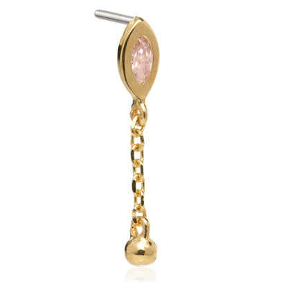 TL - 14ct Threadless Jewelled Marquise & Ball Attachment