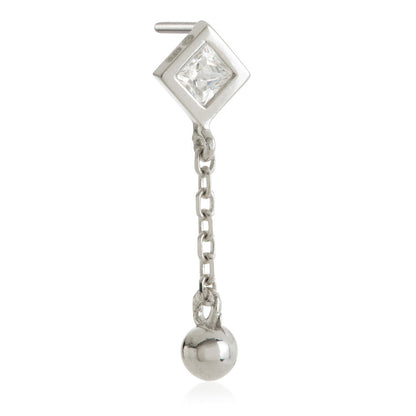TL - 14ct Threadless Rhombus Gem & Ball Attachment